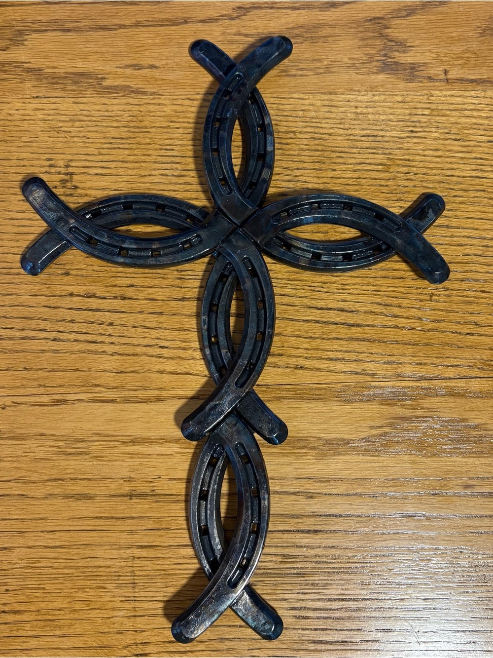 Authentic Hand-Welded Horseshoe Cross Folk Art – Made in Montana